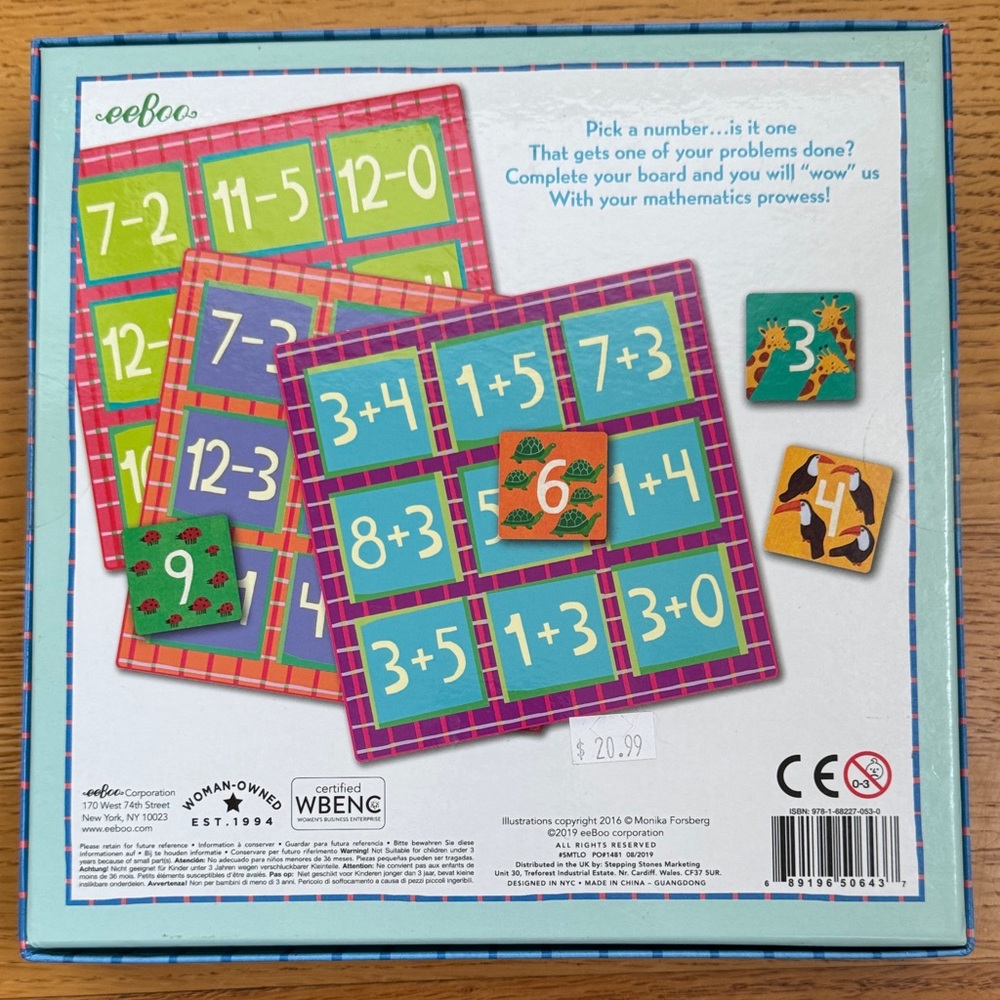 eeBoo Math Bingo Game - Colorful Learning Toy - Picture 2 of 2